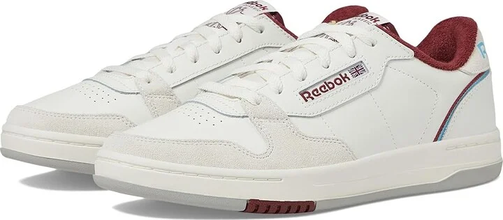 Reebok Lifestyle Phase Court Shoes Chalk/Vintage Chalk/Rich Maroon : Men's 9 - Women's 10.5 Medium, Leather