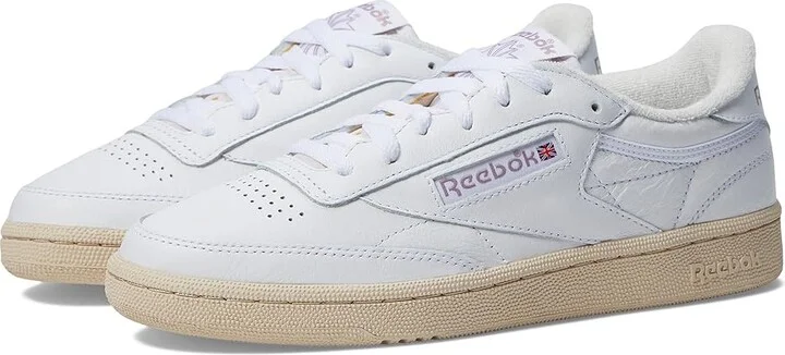 Reebok Lifestyle Women's Club C 85 Women's Shoes White/Chalk/Infused Lilac : 6 B - Medium, Leather