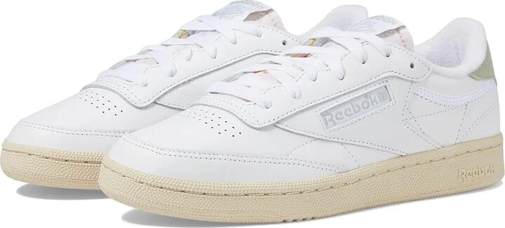 Reebok Lifestyle Women's Club C 85 Women's Shoes White/Paper White/Vintage Green : 5 B - Medium, Leather
