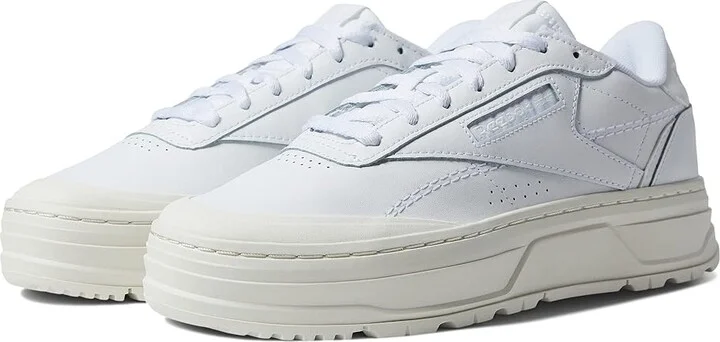 Reebok Lifestyle Women's Club C Double Geo Women's Shoes White/Chalk : 9.5 B - Medium, Leather