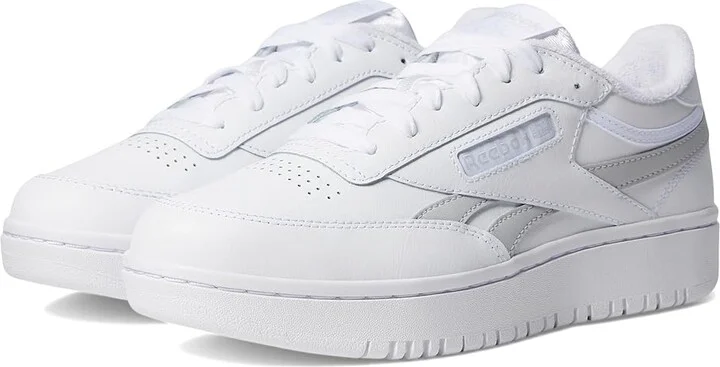 Reebok Lifestyle Women's Club C Double Revenge Women's Shoes White/Grey/White : 9.5 B - Medium, Leather