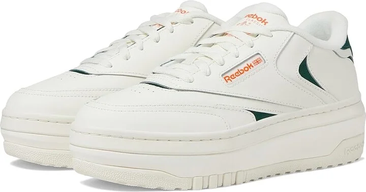 Reebok Lifestyle Women's Club C Extra Women's Shoes Dark Green/Pump Orange/Chalk : 10.5 B - Medium, Leather