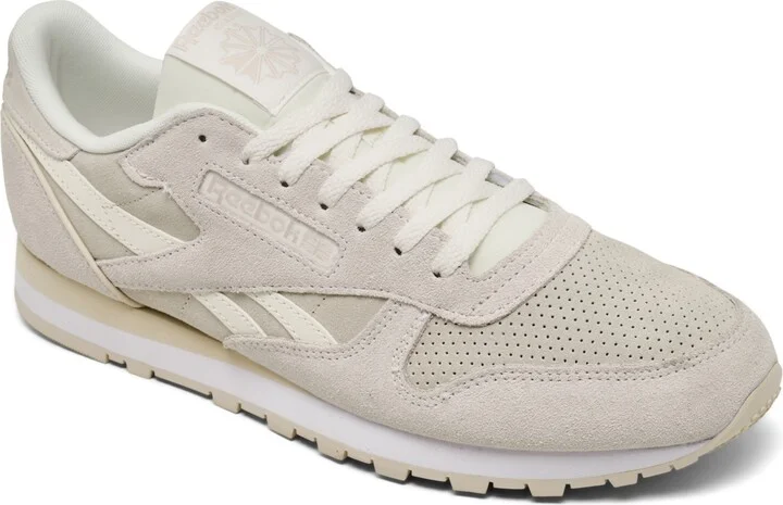 Reebok Men's Classic Leather Casual Sneakers from Finish Line - Chalk, Sand, White