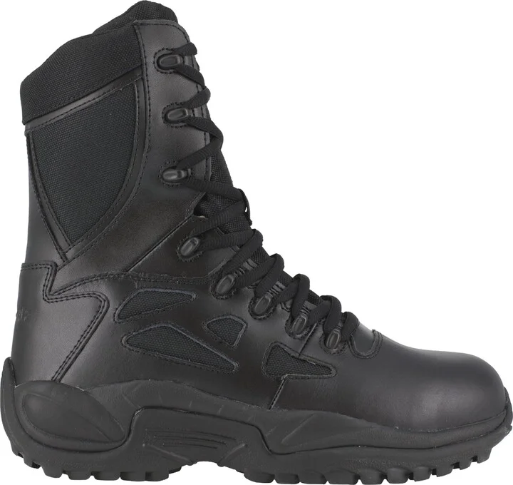 Reebok Mens Rapid Response Rb Safety Toe 8" Stealth With Side Zipper Industrial & Construction Boot