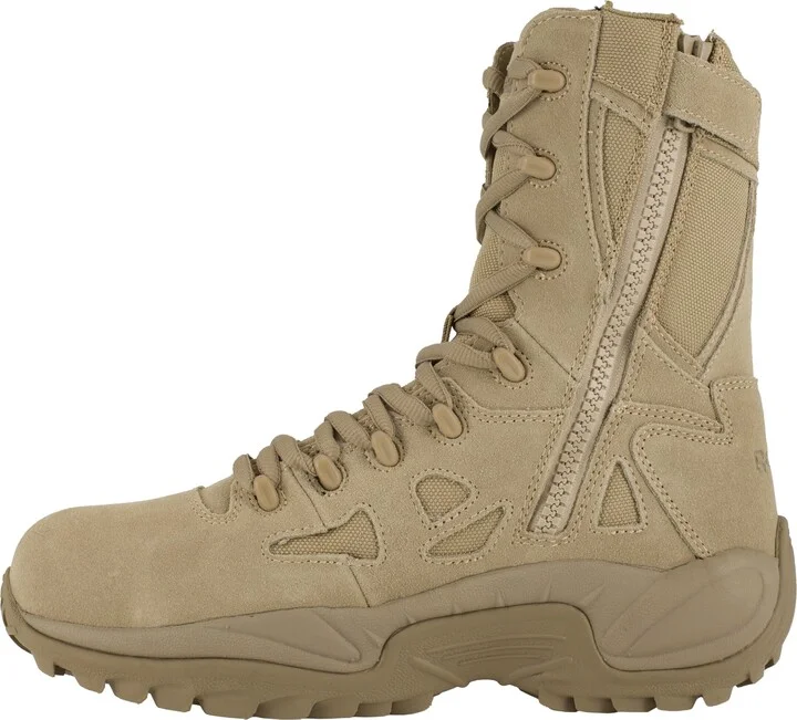 Reebok mens Rapid Response Rb Safety Toe 8" Stealth With Side Zipper Military & Tactical Boot