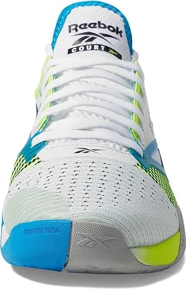 Reebok Nano Court Athletic Shoes White/Digital Lime/Aqua : Men's 11.5 - Women's 13 Medium, Textile - Image 3