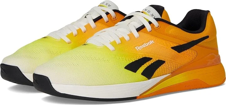 Reebok Nano X5 Athletic Shoes Chalk/Black/Electric Amber : Men's 7 - Women's 8.5 Medium, Rubber