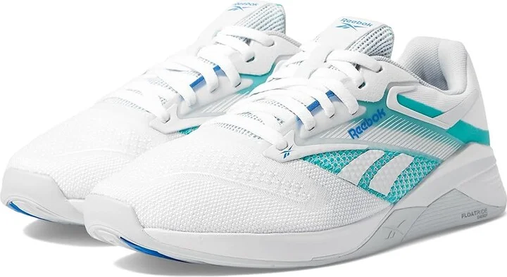 Reebok Women's Nano X4 Women's Shoes White/Unleashed Green/Kinetic Blue : 9.5 B - Medium, Synthetic/Textile
