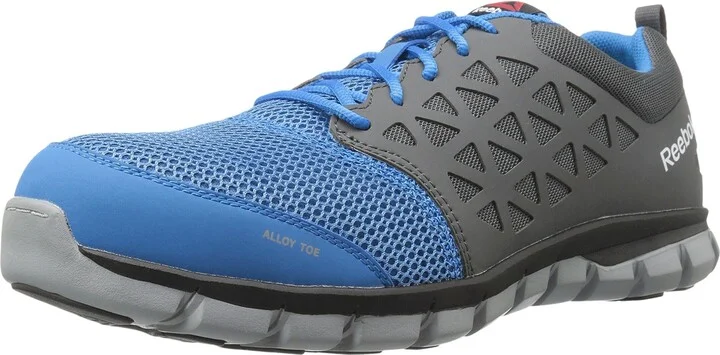 Reebok Work Men's Sublite Cushion Alloy Toe Comfort Blue and Grey - 12 X-Wide