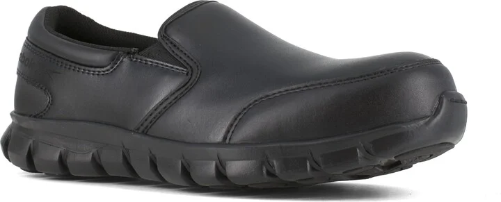 Reebok Work Mens Sublite Cushion Composite Toe ESD Slip On Work Safety Shoes Casual - Black - Size 4.5 D