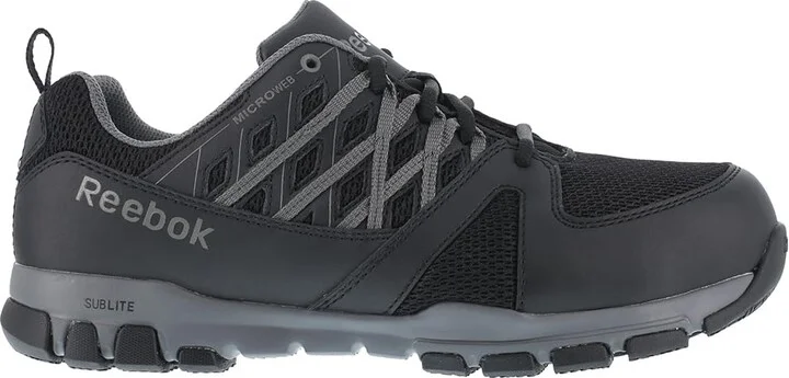 Reebok Work Men's Sublite Soft Toe Comfort Athle Black with Grey Trim - 5 Wide