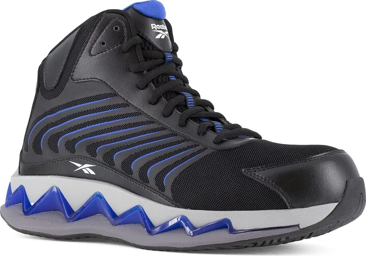 Reebok Work Men's Zig Elusion Heritage Work Black and Blue Composite Toe Boots