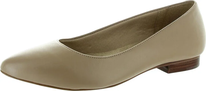 Reece Womens Leather Pointed Toe Ballet Flats