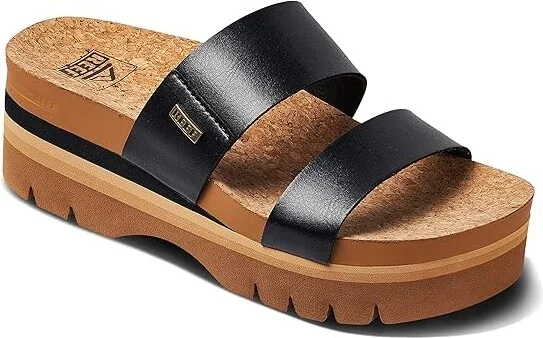 Reef Cushion Vista Higher Women's Shoes Black : 7 B - Medium, Faux Leather/Synthetic