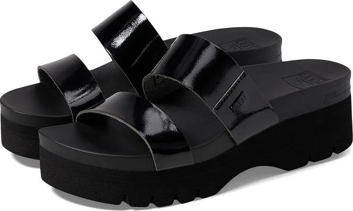 Reef Cushion Vista Higher Women's Shoes Black Patent : 7 B - Medium, Faux Leather/Synthetic