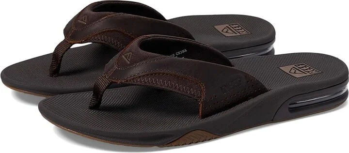 Reef Fanning Leather Men's Sandals Dark Brown : 4 D - Medium, Full Grain leather/Nubuck