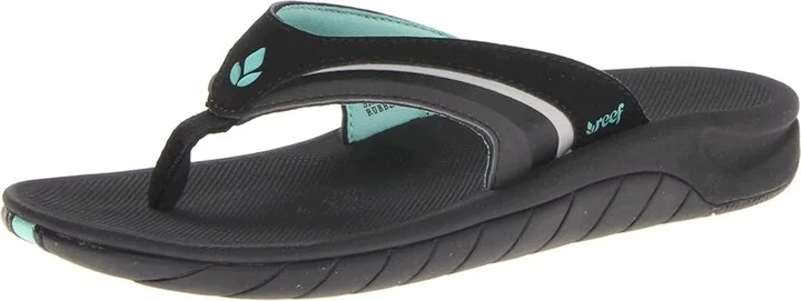 Reef Girls Slap 3 Women's Shoes Black/Black/Aqua : 10 B - Medium, EVA/Synthetic - Image 2