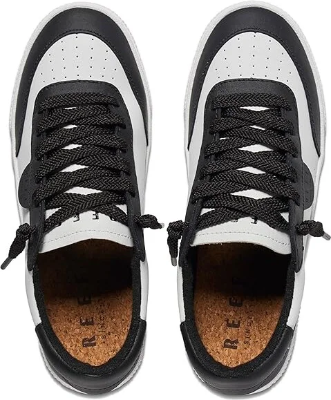 Reef Lay Day Seas Women's Shoes Black/White Leather : 7 B - Medium, Leather/Rubber - Image 2