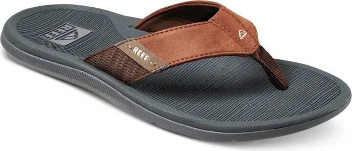 Reef Men's Santa Ana Padded & Waterproof Flip-Flop Sandal - Grey/tan