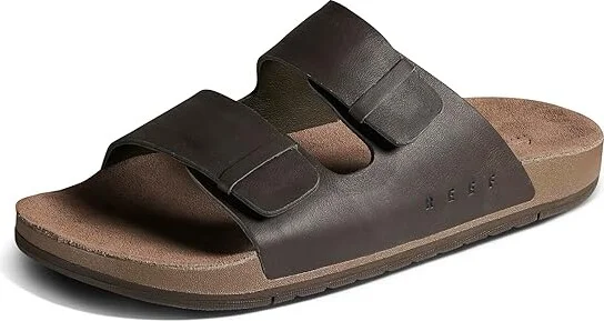Reef Ojai Two Bar Men's Sandals Brown Leather : 9 D - Medium, Leather/Rubber/Suede