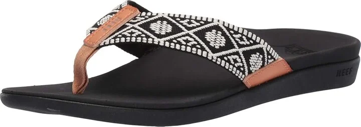 Reef Ortho-Woven Women's Sandals Black/White : 5 B - Medium, Synthetic - Image 2