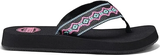 Reef Sandy Women's Sandals Black Neon : 7 B - Medium, Synthetic/Textile - Image 4
