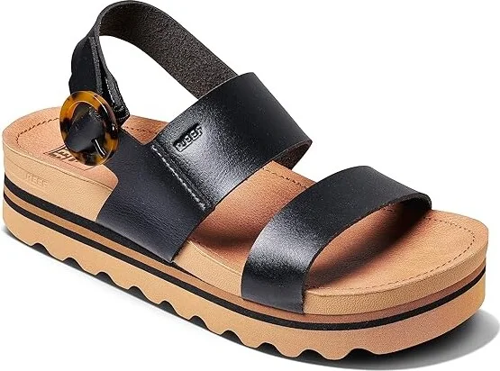 Reef Vista Hi Buckle Women's Shoes Black/Tan : 7 B - Medium, Synthetic
