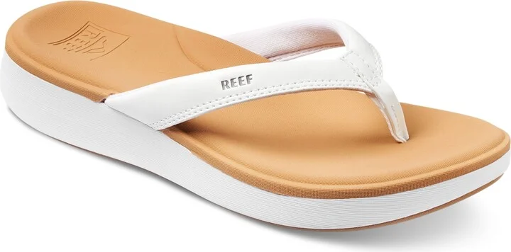 Reef Women's Cushion Cloud Slip On Thong Platform Sandals - White/tan