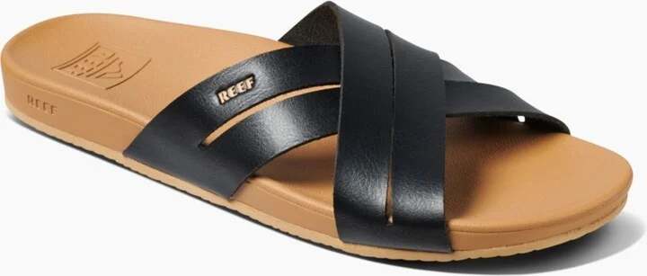 Reef Women's Cushion Spring Bloom Double Strap Sandal - Black, Tan