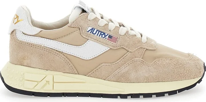 'reel Wind' Beige Low Top Sneakers With Logo Detail In Suede Woman - Image 4