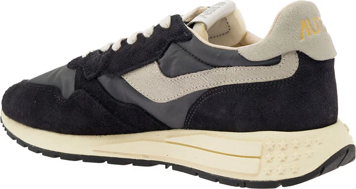 'reel Wind' Black Low Top Sneakers With Logo Detail In Suede Man - Image 2