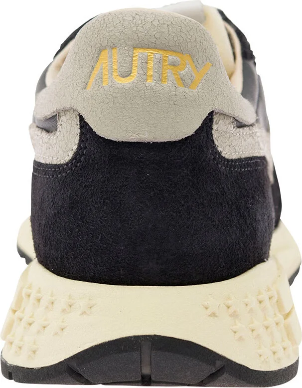 'reel Wind' Black Low Top Sneakers With Logo Detail In Suede Man - Image 3