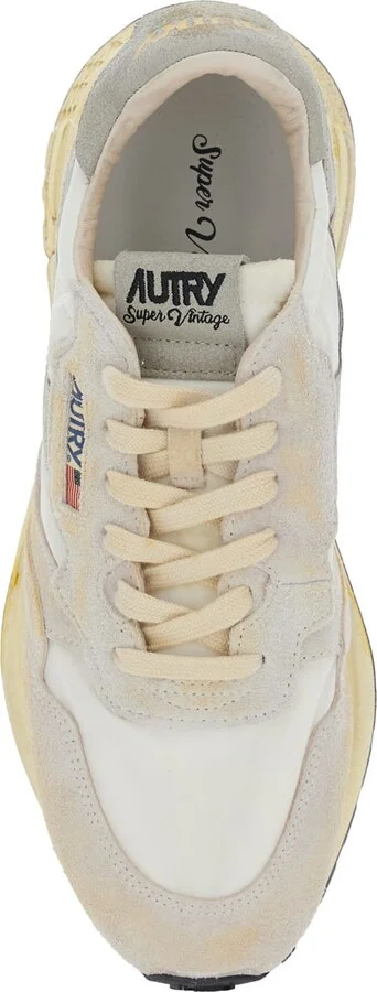 'reel Wind Super Vintage' Beige Low Top Sneakers With Logo Detail And Vintage Effect In Suede Man - Image 4