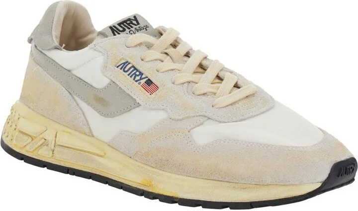 'Reel Wind Super Vintage' Beige Low Top Sneakers With Logo Detail And Vintage Effect In Suede Man - Image 2