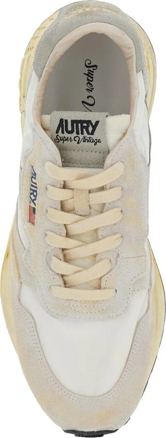 'Reel Wind Super Vintage' Beige Low Top Sneakers With Logo Detail And Vintage Effect In Suede Man - Image 4