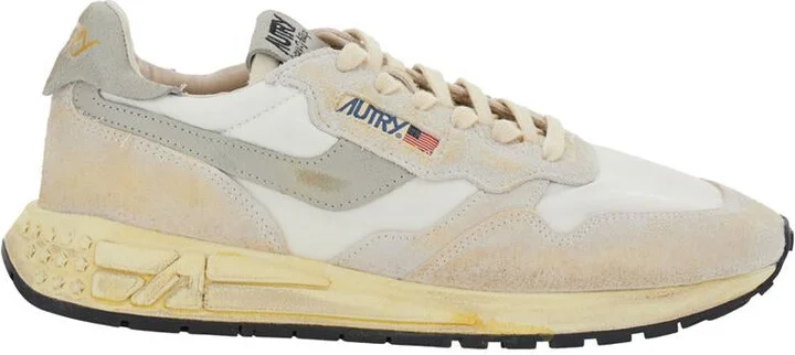 'Reel Wind Super Vintage' Beige Low Top Sneakers With Logo Detail And Vintage Effect In Suede Man