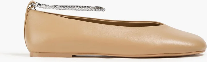 Reelo crystal-embellished leather ballet flats
