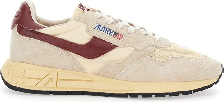 'Reelwind' Beige Low Top Sneakers With Logo Patch Ontongue And Side In Suede Man