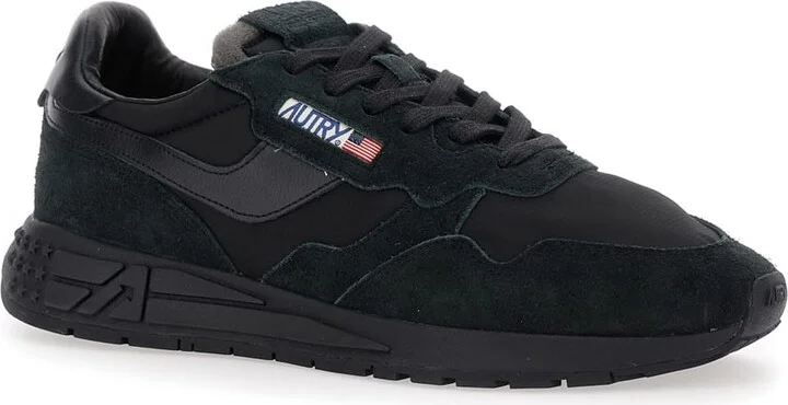 'reelwind' Black Low Top Sneakers With Logo Patch Ontongue And Side In Suede Man - Image 2