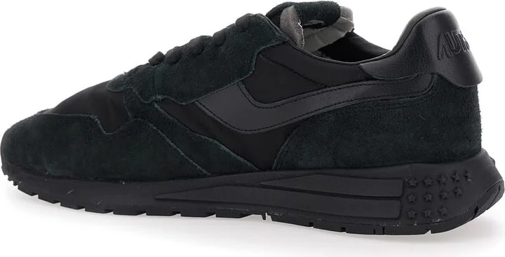 'reelwind' Black Low Top Sneakers With Logo Patch Ontongue And Side In Suede Man - Image 3
