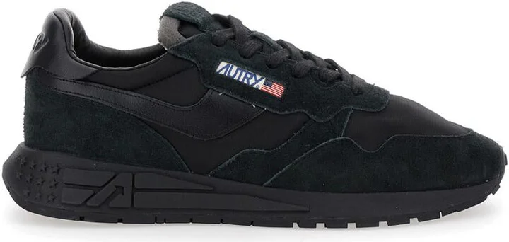 'Reelwind' Black Low Top Sneakers With Logo Patch Ontongue And Side In Suede Man