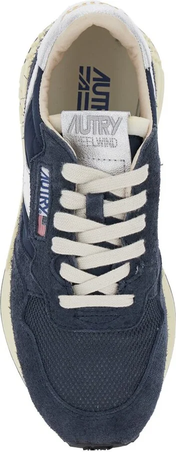'Reelwind' Blue Low Top Sneakers With Logo Patch On Tongue And Side And Logo Lettering On The Heel In Suede Woman - Image 4