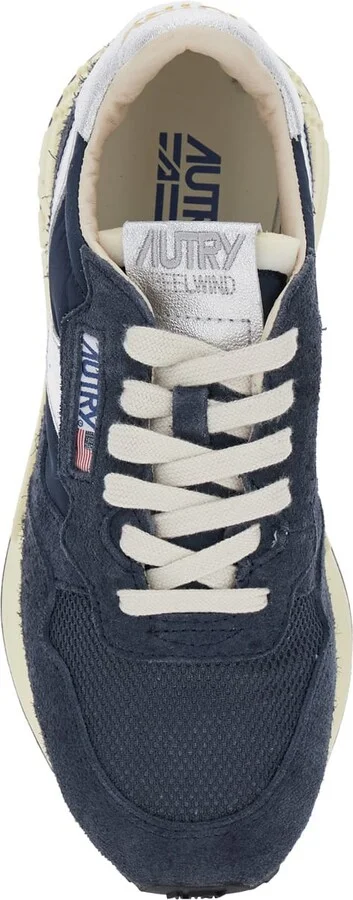 'reelwind' Blue Low Top Sneakers With Logo Patch On Tongue And Side And Logo Lettering On The Heel In Suede Woman - Image 4