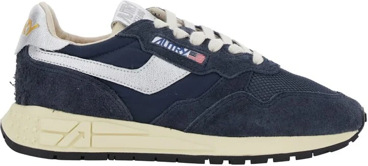 'reelwind' Blue Low Top Sneakers With Logo Patch On Tongue And Side And Logo Lettering On The Heel In Suede Woman