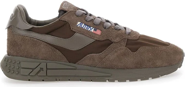 'Reelwind' Brown Low Top Sneakers With Logo Patch Ontongue And Side In Suede Man