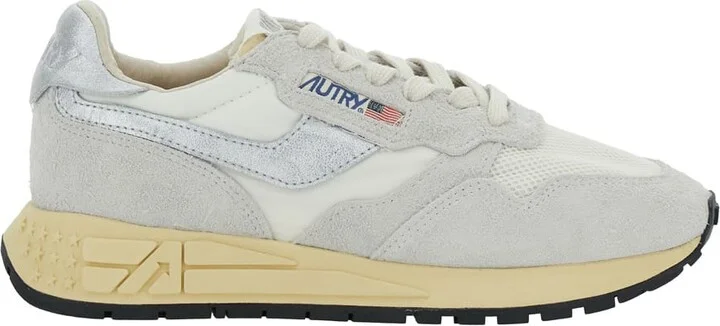 'reelwind' Grey Low Top Sneakers With Logo Patch On Tongue And Side In Leather Blend Woman