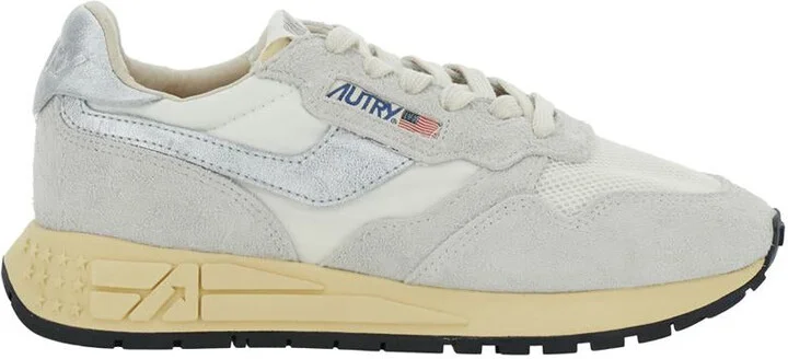 'Reelwind' Grey Low Top Sneakers With Logo Patch On Tongue And Side In Leather Blend Woman