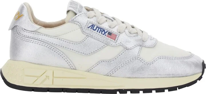 'reelwind' Metallic Low Top Sneakers With Logo Patch On Tongue And Side And Logo Lettering On The Heel In Suede Woman