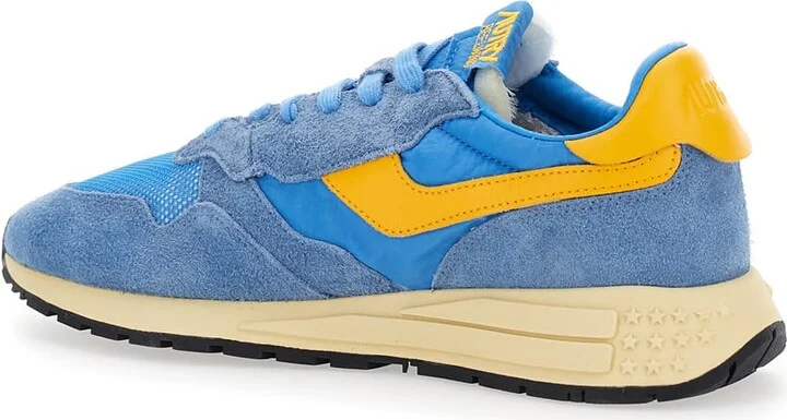 'reelwind Super Vintage' Blue Sneakers With Logo Patch On The Tongue And Contrasting Heel In Fabric And Leather Man - Image 3