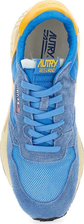 'reelwind Super Vintage' Blue Sneakers With Logo Patch On The Tongue And Contrasting Heel In Fabric And Leather Man - Image 4